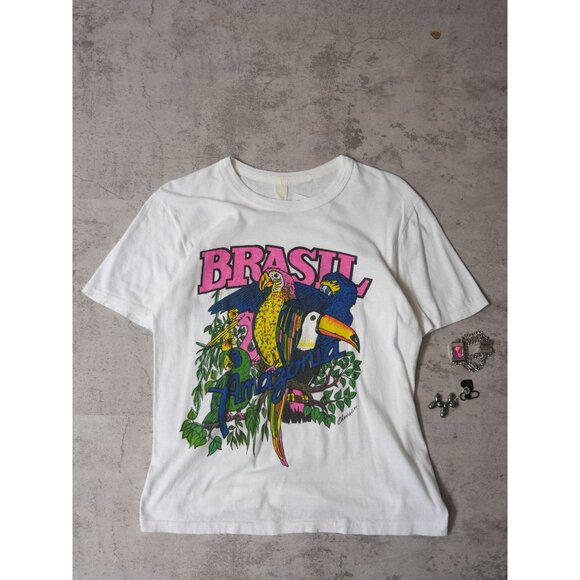 Vintage 90s Brasil Amazonia Single Stitch Graphic T - Picture 1 of 2